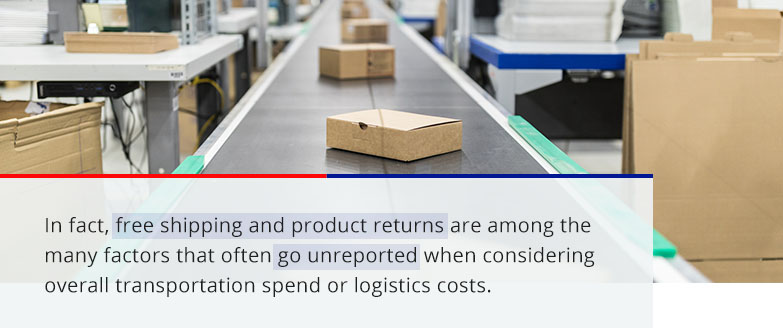 free shipping and product returns are among the many factors that often go unreported when considering overall transportation spend or logistics costs