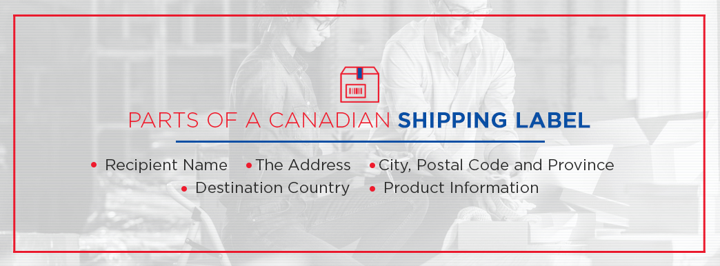 Parts of a Canadian shipping label