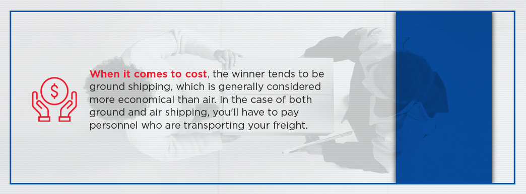 Ground shipping cost is more economical than air shipping